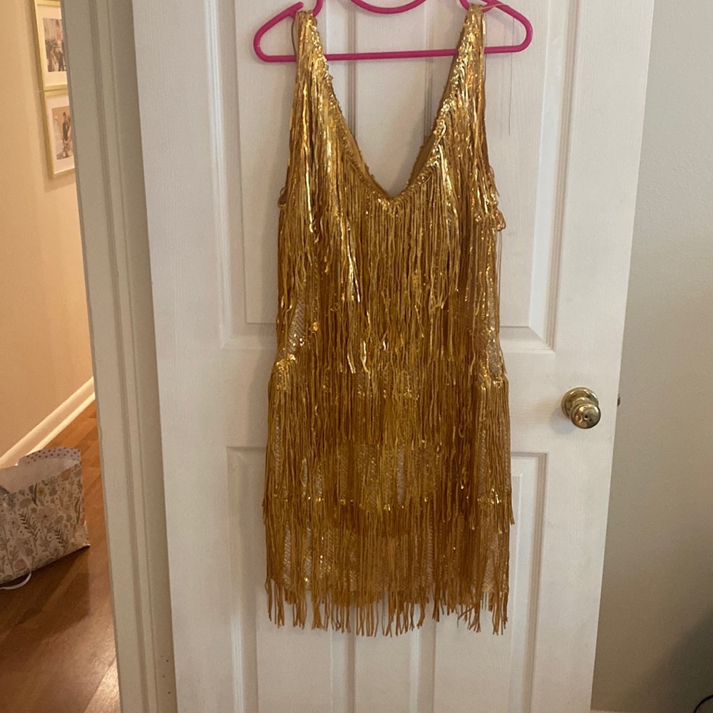 Gold fringe dress